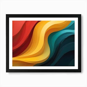 Abstract Background With Flowing Red, Yellow, And Blue Shapes, Creating A Dynamic And Colorful Composition Art Print