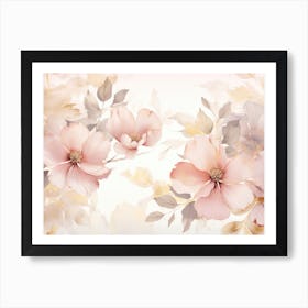 Pink Flowers Wallpaper Art Print