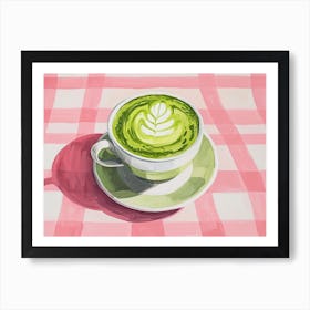 Matcha Latte Pink Checkerboard 2 Art Print