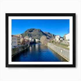 River Ariege In the town of Foix in France Art Print