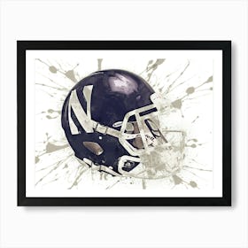 Northwestern Wildcats NCAA Helmet Poster Art Print