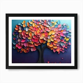 Colorful Tree With Multicolor Leaves 1 Art Print