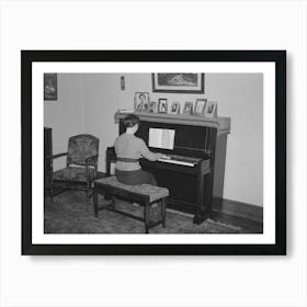 Lois Madsen Playing The Piano In The Home Of Her Father, Harry Madsen, Owner Operator Of Three Hundred And Art Print