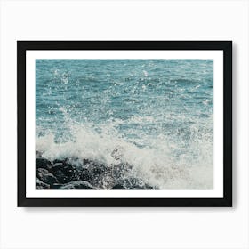 Water Splashing On Rocks Art Print