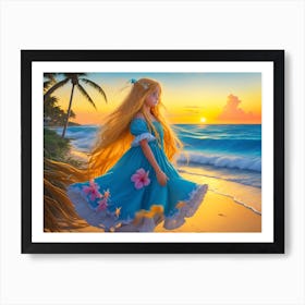 Girl On The Beach Art Print