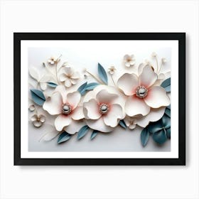 3d Artwork Illustration Flowers White Background 1 Poster