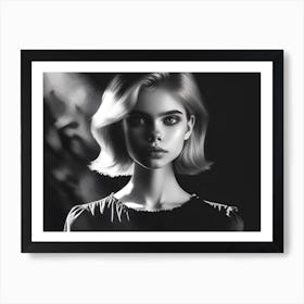 Black And White Portrait Of A Girl Art Print