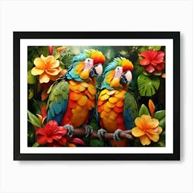 Parrots In The Jungle Paintings Art Print 5 Art Print