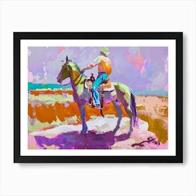 Neon Cowboy In Grand Canyon Arizona Painting Art Print