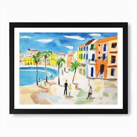 Pescara Italy Cute Watercolour Illustration 2 Art Print