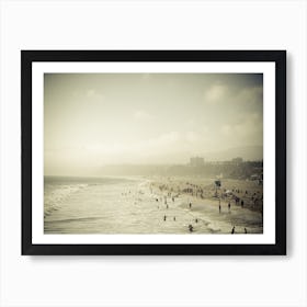 Crowded Santa Monica Beach Art Print