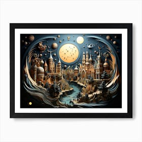 Night In The City of Istanbul 1 Art Print