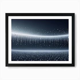 Abstract Silver Liquid Dripping From A Wave Like Formation Against A Dark Background, With A Textured Surface Below, Creating A Sense Of Mystery And Elegance Art Print