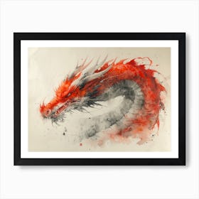 Calligraphic Wonders: Dragon Painting Art Print