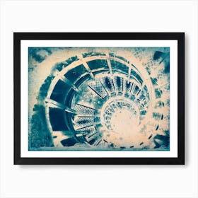 Staircase Spiral Cyanotype  Art Print