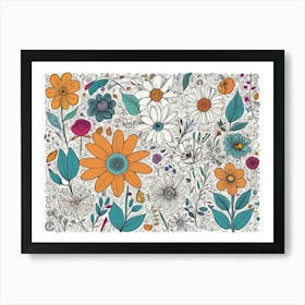 Doodle Flowers 11 Art Print