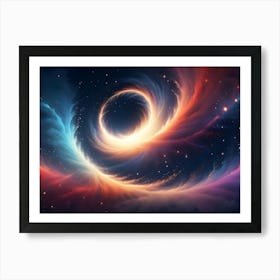 Abstract Image Of A Swirling Galaxy With A Bright, Golden Light At Its Center Art Print