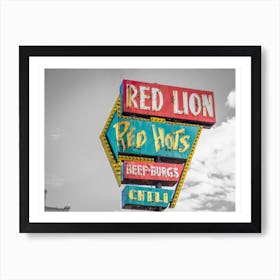 Vintage America Red Hots Burgers Sign Art Print