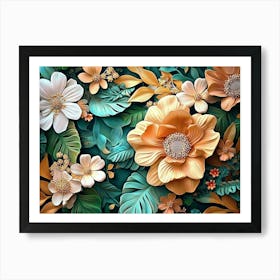 Art With Colorful Flowers Art Print