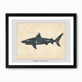 Bigeye Thresher Shark Grey Silhouette 5 Poster Art Print