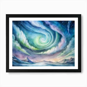 A Dramatic Poster Of The Northern Lights Forming S (1) Art Print