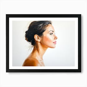 Side Profile Of Beautiful Woman Oil Painting 23 Art Print