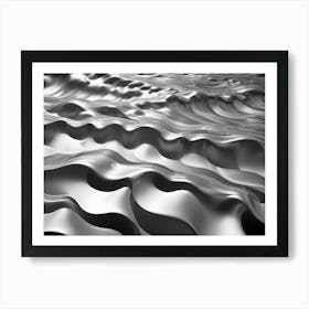 Abstract 3d Rendering Of A Wavy, Undulating Surface In Silver, Creating A Metallic, Futuristic, And Textural Effect Art Print