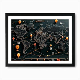 A Detailed Graphic Illustration Of Global Positioning System Icons And Symbols Floating Seamlessly Art Print