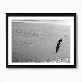 Patterns On The Beach And In The Sand, Black And White St Sebastian, Spain Art Print