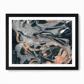 Pink And Gray Marbled Abstract Art Print