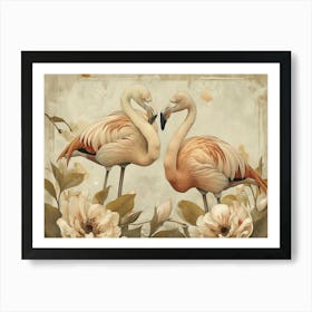 Floral Animal Illustration Flamingo 4 Affiche