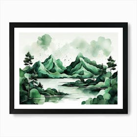 Watercolor Landscape Painting 3 Art Print