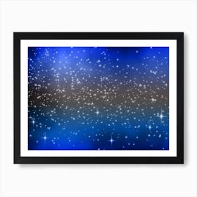 Blue Grey Shades Shining Star Background Art Print