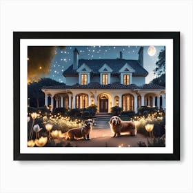 Two lovers In Front Of A House Art Print