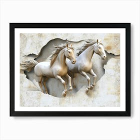 Two Horses Running Art Print