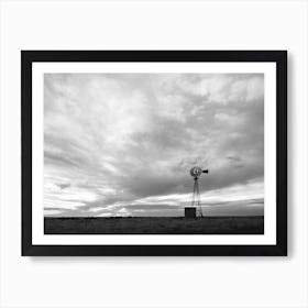 Wild West Windmill Black and White Art Print