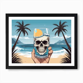 Skull With Glass Of Water Art Print