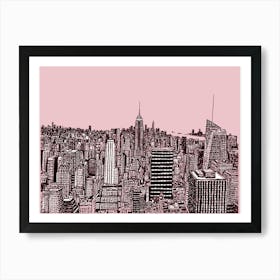Pink New York Skyline, View from the Top of the Rock Art Print