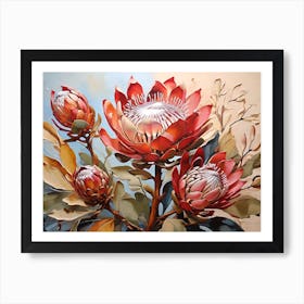 Colorful Vintage  Proteas Art Print