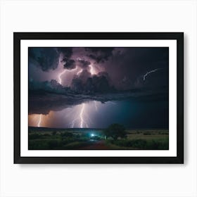 Lightning Over The Plains 3 Art Print