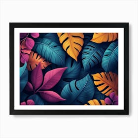 Tropical Leaves Wallpaper Art Print