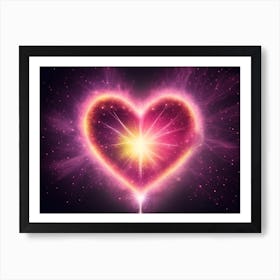 A Colorful Glowing Heart On A Dark Background Horizontal Composition 25 Art Print