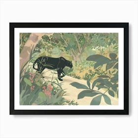 Black Panthers Tropical Jungle Illustration 1 Art Print