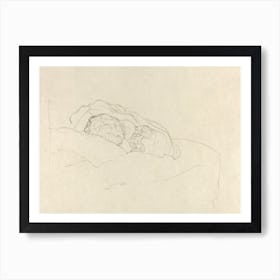 Curled Up Girl On Bed, Gustav Klimt Art Print