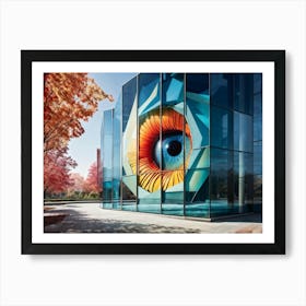 Architectural Wonder Of A Building Sized Eye Split Down The Middle To Reveal Seasonal Transitions V Art Print