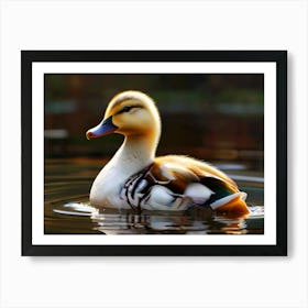 Duck In Water Art Print