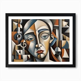 Pensive Woman Cubism Art Print