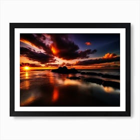 Sunset On The Beach 1043 Art Print