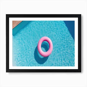 Swimming Pool And Pink Donut Art Print