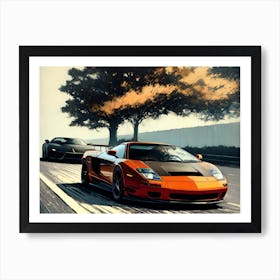 Two Sports Cars On The Road Art Print